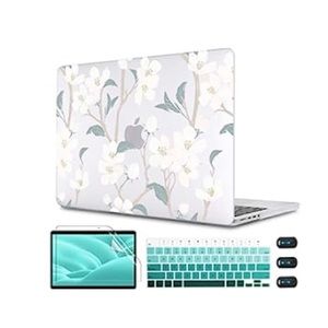 NWT: MacBook Air 14-Inch Laptop Cover & Keyboard Cover, White Flowers, Unopened